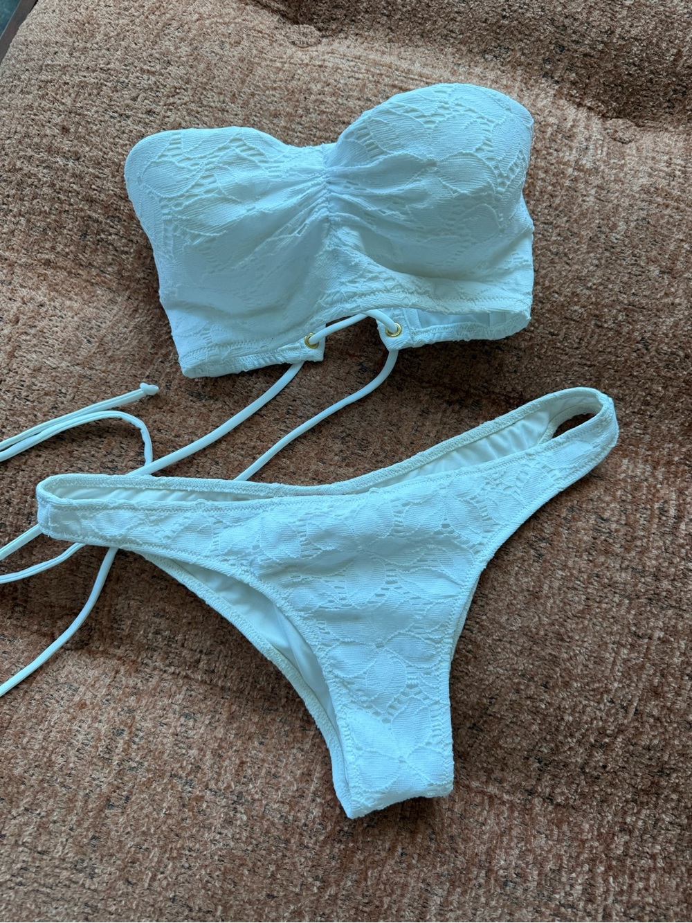 Victoria's Secret White Lace Bandeau Bikini Set